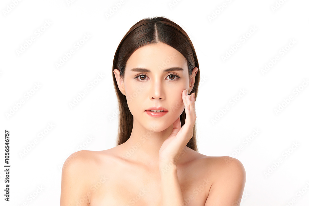 Beautiful young asian woman with clean fresh skin on white background, Face care, Facial treatment, Cosmetology, beauty and spa, Asian women portrait. Beautiful young asian woman with clean fresh skin on white background, Face care, Facial treatment, Cosmetology, beauty and spa, Asian women portrait.