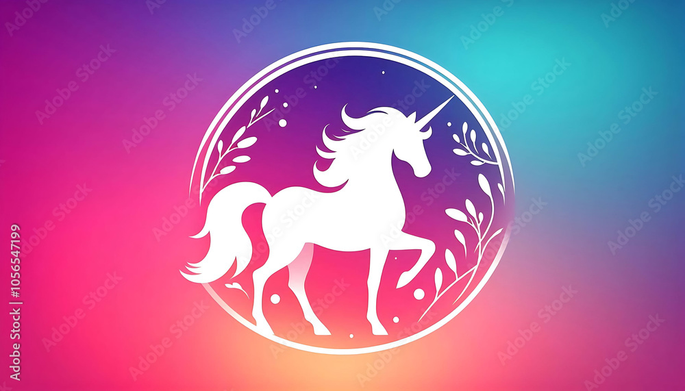 Fototapeta premium Elegant Unicorn Silhouette on Colorful Background