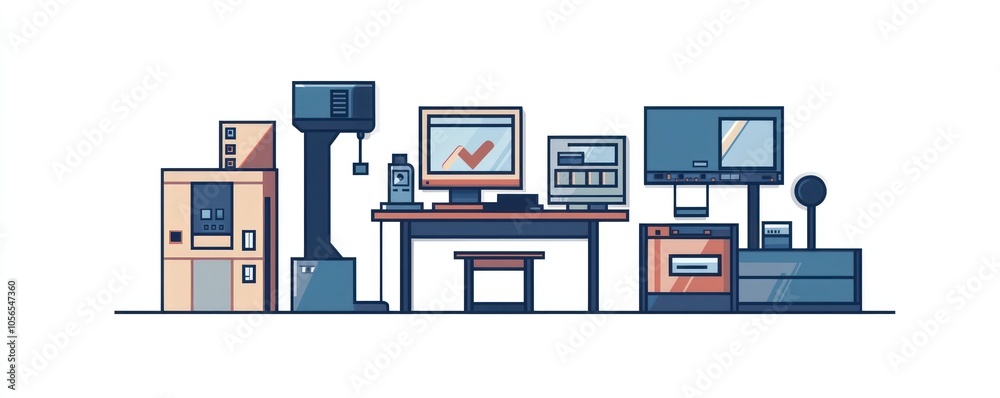 Broadly applicable generic equipment in a line icon design.