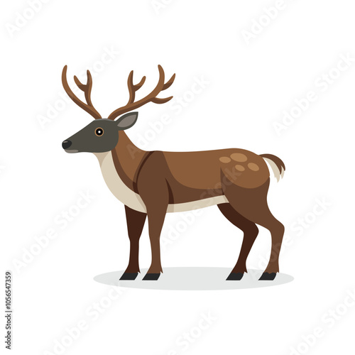 Caribou animal isolated flat vector illustration on white background