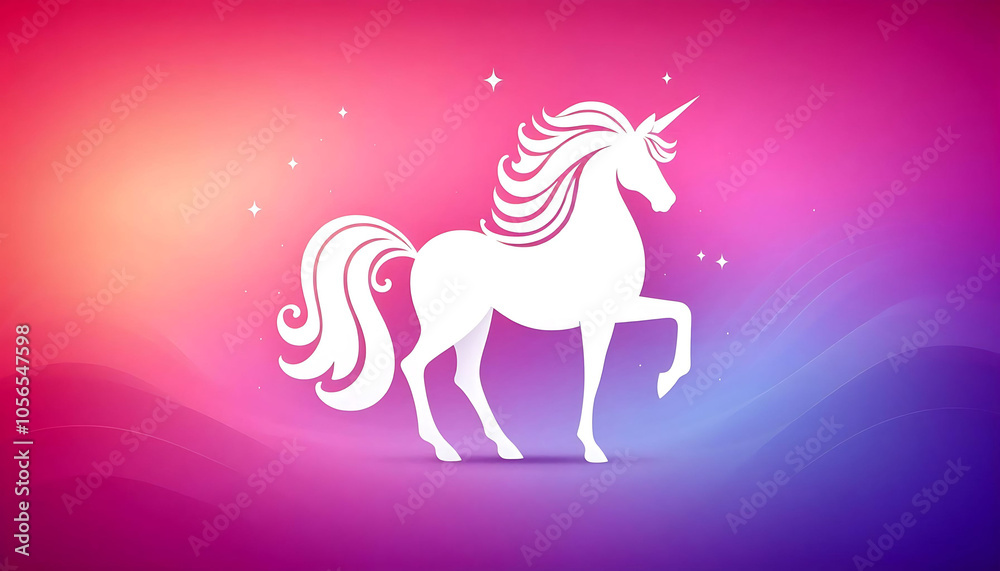 Fototapeta premium Elegant White Unicorn on a Colorful Background