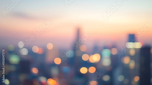 Magical blurred cityscape at night, dazzling bokeh lights and dreamy atmosphere for backgrounds