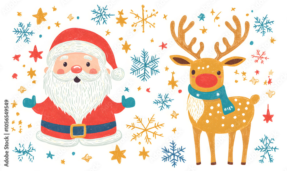 Joyful Christmas and New Year Collection: Santa, Festive Animals, Whimsical Decorations, Cozy Holiday Scenes, and Playful Winter Elements on White Background Joyful Christmas and New Year Collection: Santa, Festive Animals, Whimsical Decorations, Cozy Holiday Scenes, and Playful Winter Elements on White Background