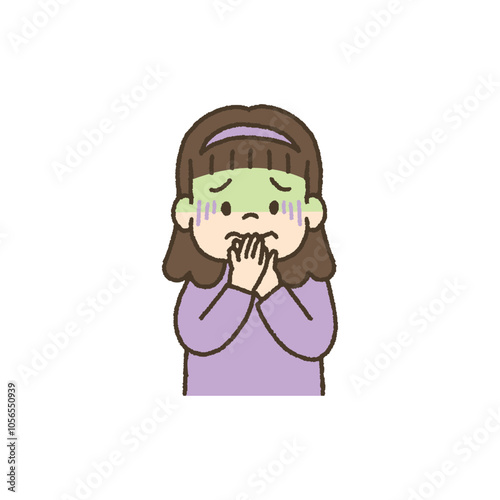 風邪をひいて吐きそうな子どものイラスト