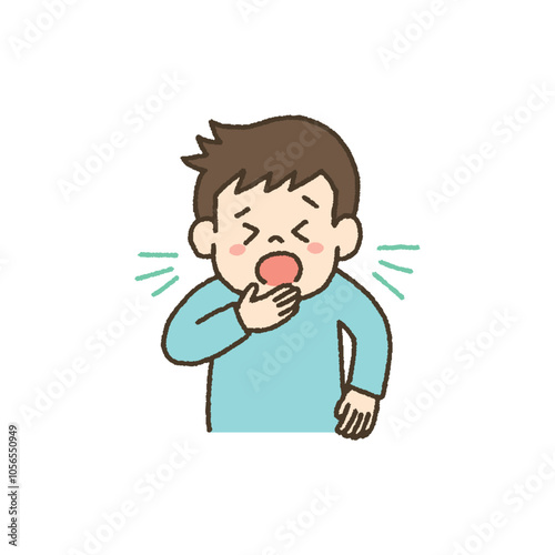 風邪をひいて咳をする子どものイラスト