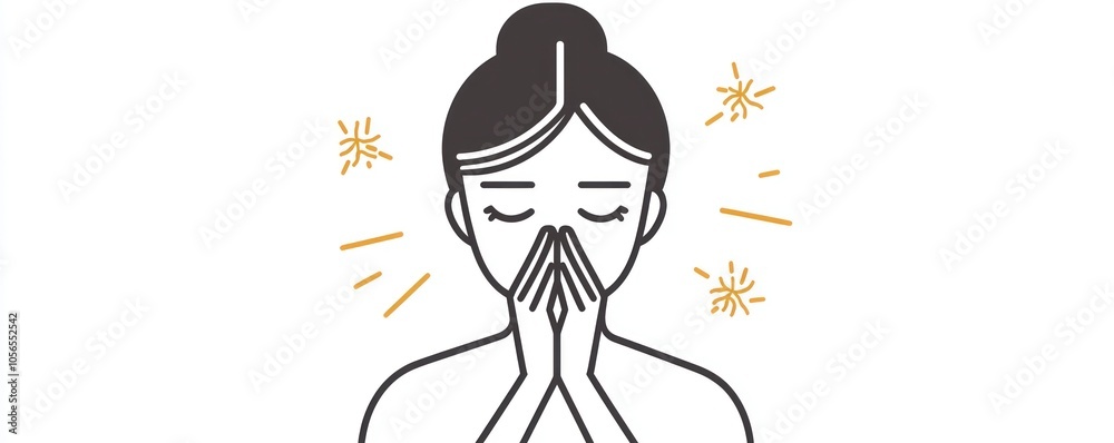 Obraz premium Allergy symptoms represented through a vibrant sneezing line icon.