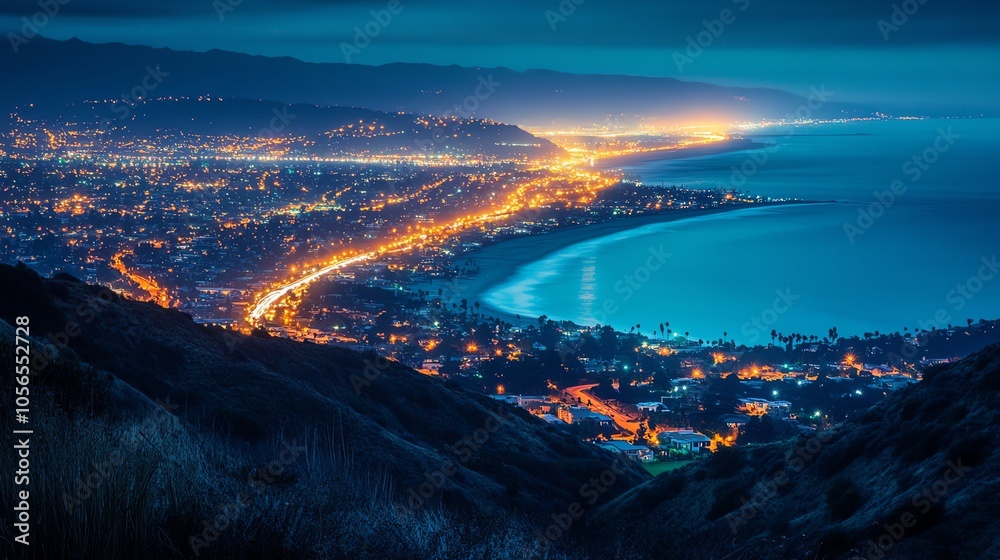 The West Coast, particularly California, is brightly illuminated with numerous clusters of light. The West Coast, particularly California, is brightly illuminated with numerous clusters of light.