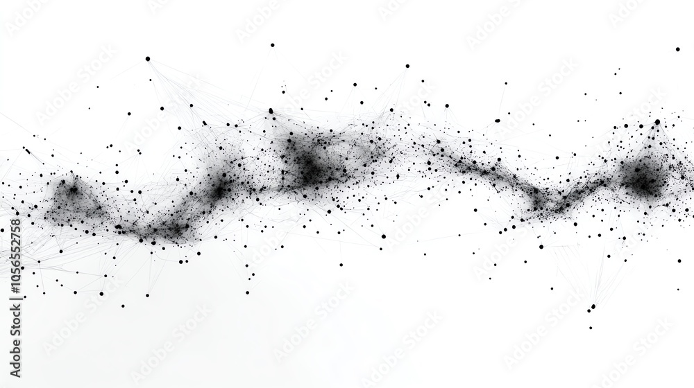 Obraz premium Thin, branching lines that extend outward to connect distant nodes, showing how even distant tags are related in some way.