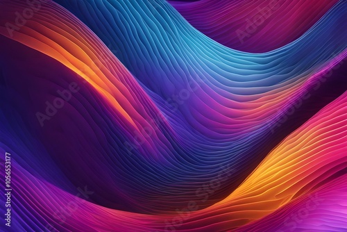 Vibrant Abstract Waves - A Dynamic and Colorful Composition of Curving Layers, Perfect for Modern and Creative Designs