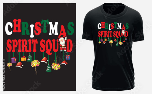 Print chrismas spirit squaid t-shirt isolated on white background