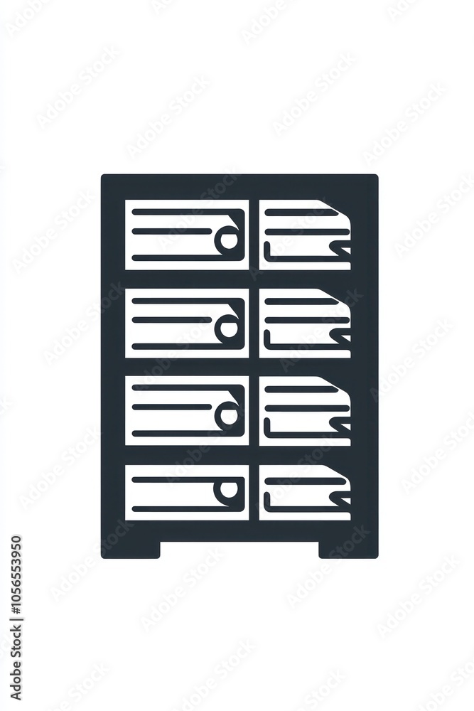 Glyph icon for a card catalog, designed precisely for bibliographic organization in libraries. Glyph icon for a card catalog, designed precisely for bibliographic organization in libraries.