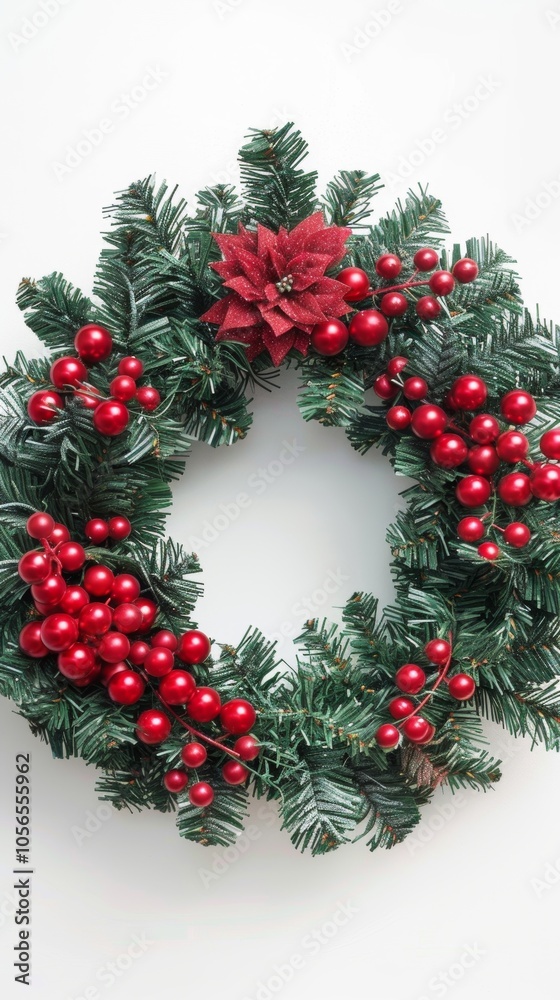 Christmas wreath with a clear copy space in the center for personalized messages. Christmas wreath with a clear copy space in the center for personalized messages.