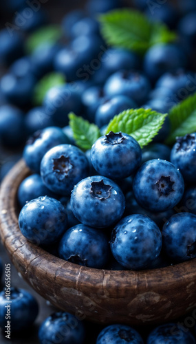Wallpaper Mural Fresh Blueberries in Rustic Wooden Bowl – Mobile Wallpaper Background Torontodigital.ca