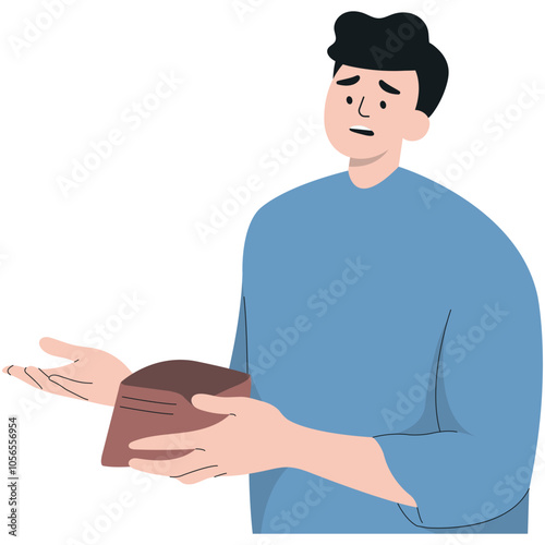 People Carrying Empty Wallet with Shocked Expression. Vector Illustration Isolated on a White Background.