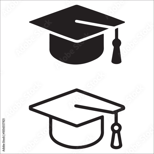 Graduation cap icon. line and glyph version, student hat outline and filled vector sign. Academic cap linear and full pictogram. Education symbol, logo illustration. Different style icons