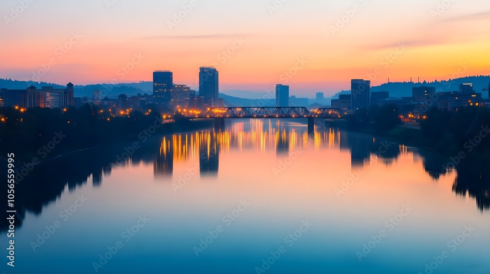 Cityscape Sunrise Reflection