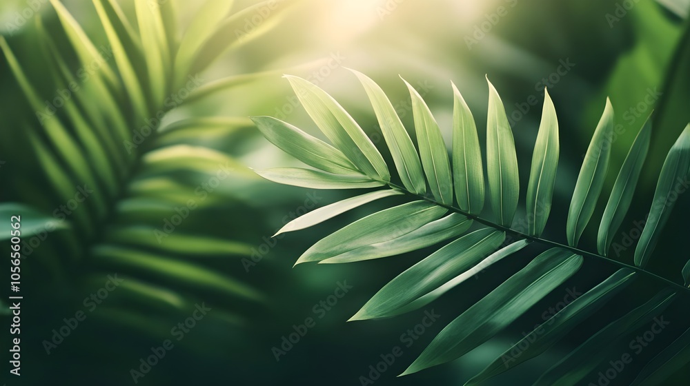 Fototapeta premium Green Palm Leaves Sunlight