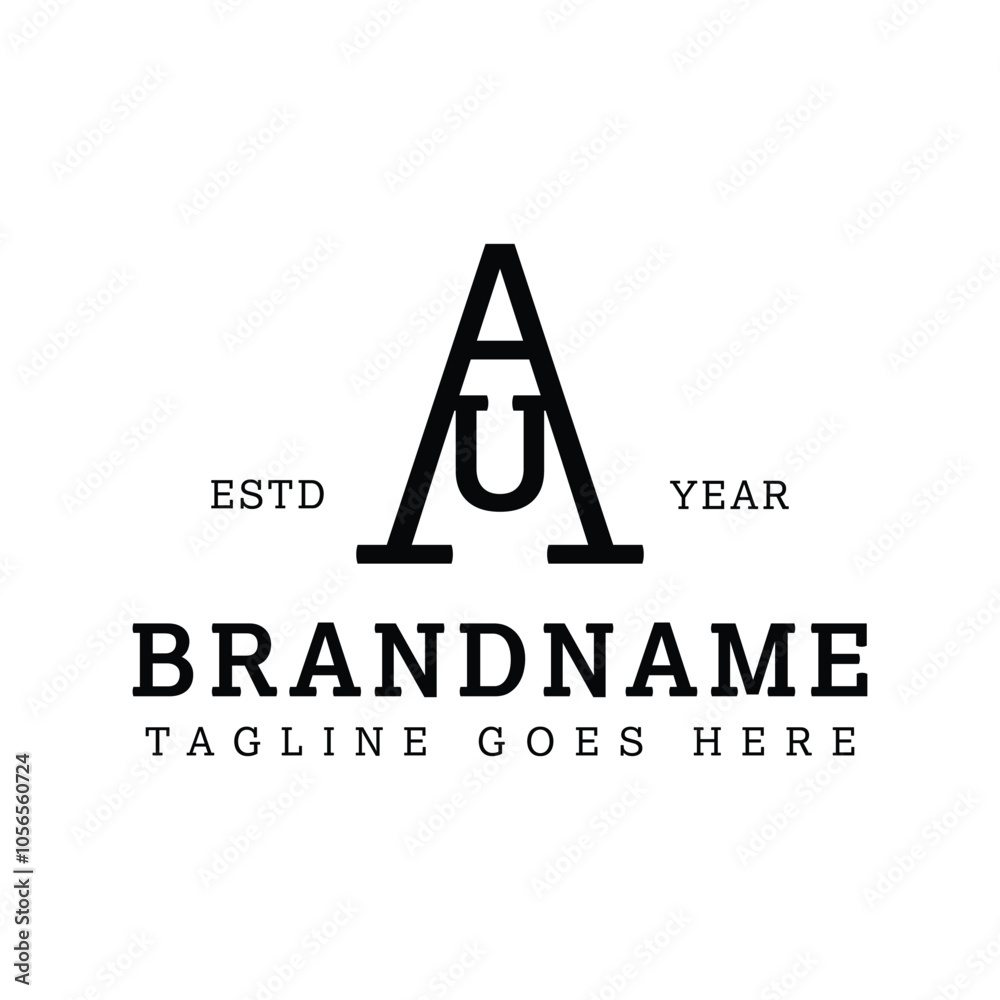 Letters AU Monogram Serif Logo, suitable for any business with AU or UA initials Letters AU Monogram Serif Logo, suitable for any business with AU or UA initials