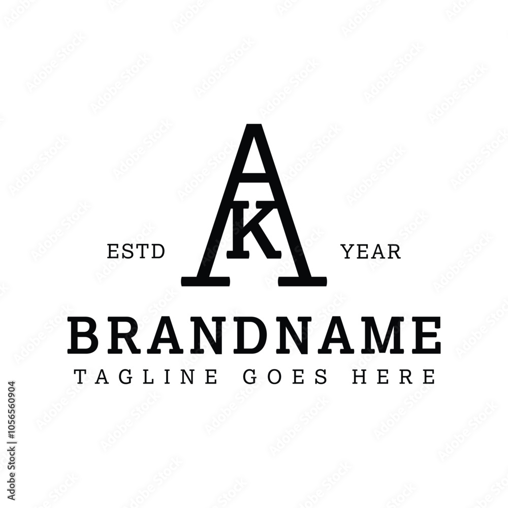 Letters AK Monogram Serif Logo, suitable for any business with AK or KA initials Letters AK Monogram Serif Logo, suitable for any business with AK or KA initials