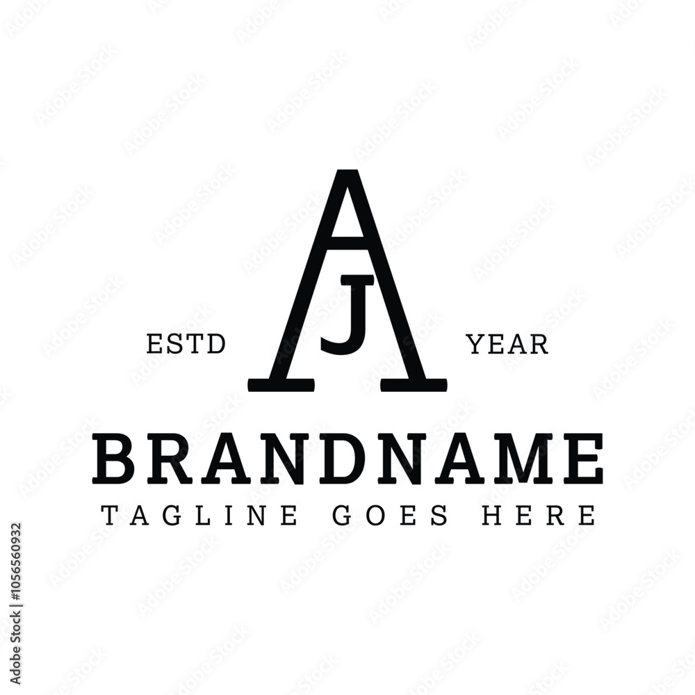 Letters AJ Monogram Serif Logo, suitable for any business with AJ or JA initials Letters AJ Monogram Serif Logo, suitable for any business with AJ or JA initials