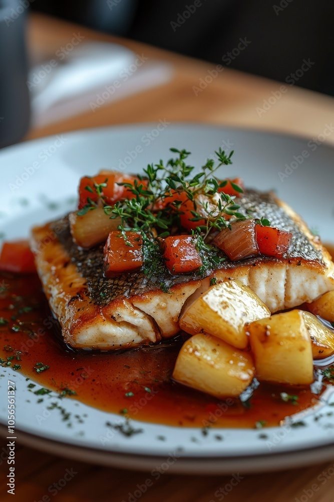 Grilled Fish with Glazed Pineapple, Red Peppers, and Herbs Grilled Fish with Glazed Pineapple, Red Peppers, and Herbs