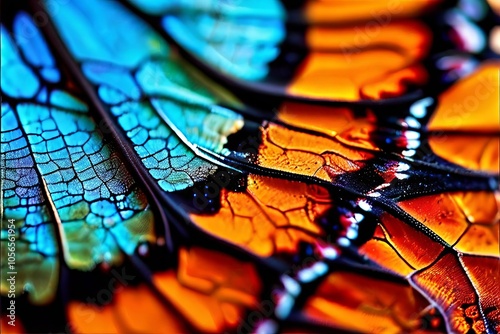 butterfly wing intricate microscopic patterns with vivid natural