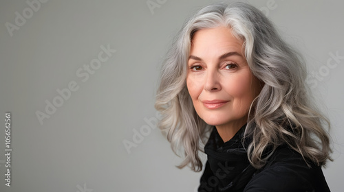 beautiful 50s mid aged mature woman isolated on white background. skin care beauty, skincare cosmetics concept