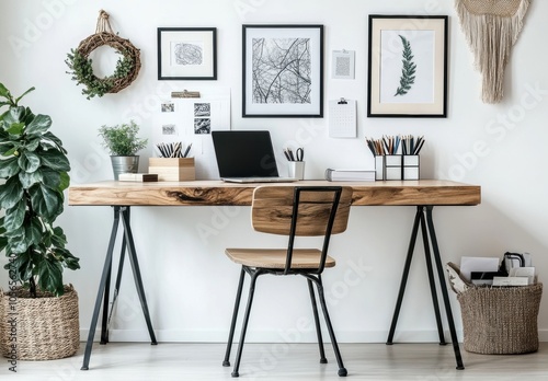 Wooden Desk Home Office.