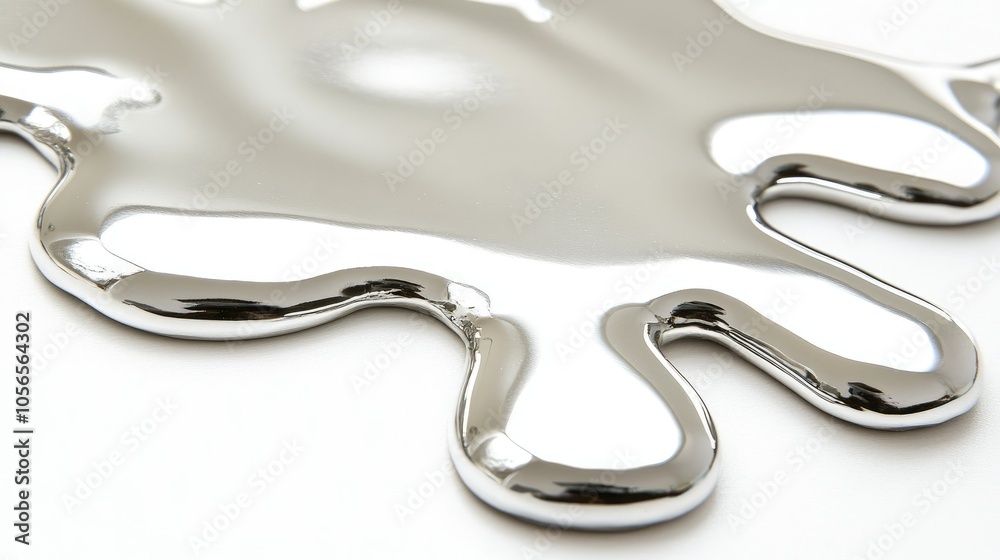 Close-up of shiny metallic liquid droplets scattered on a white background, creating a futuristic and minimalist abstract design. Close-up of shiny metallic liquid droplets scattered on a white background, creating a futuristic and minimalist abstract design.
