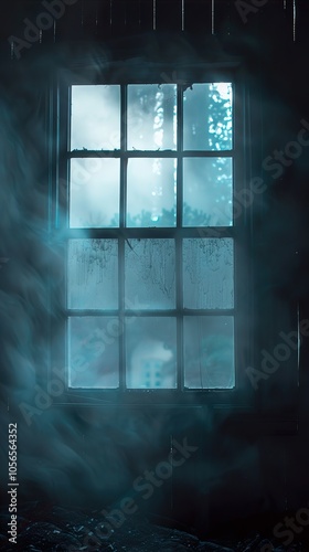 Vintage Window with Foggy View - Rustic Charm