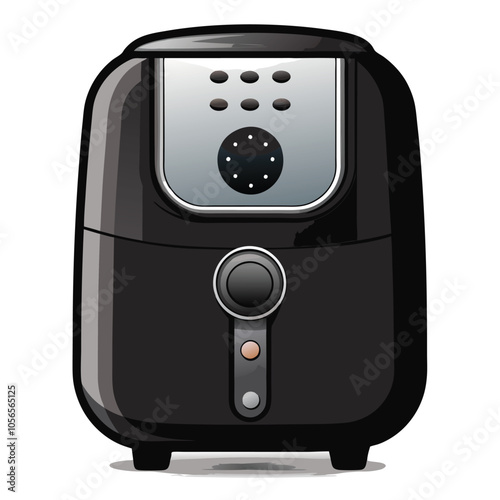 Black Air Fryer - Sleek, Modern Kitchen Appliance on White Background.