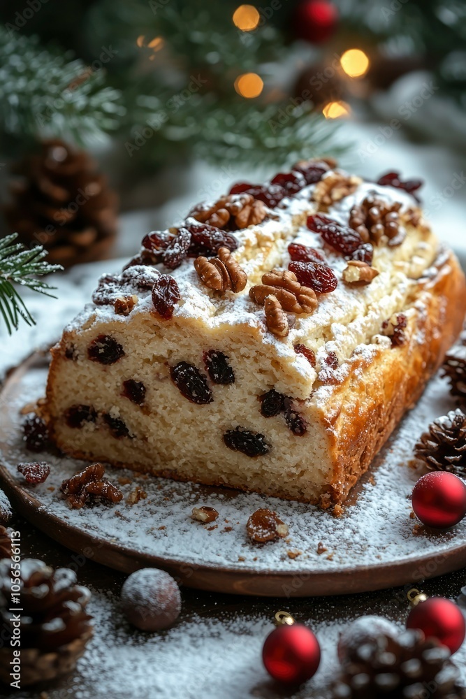 A Christmas Stollen Loaf Cake with Cranberries and Pecans A Christmas Stollen Loaf Cake with Cranberries and Pecans