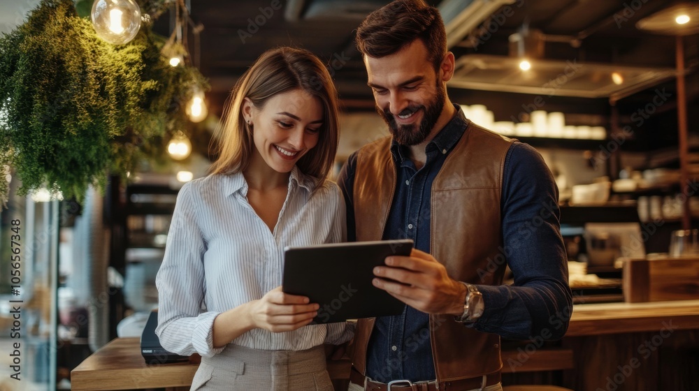 Couple Discussing Tablet. Couple Discussing Tablet.