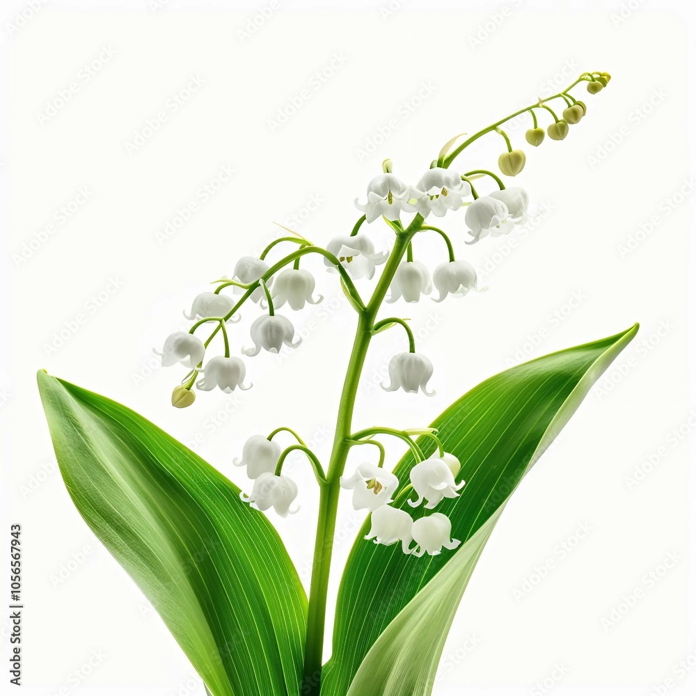 Fototapeta premium lilies of the valley with white background
