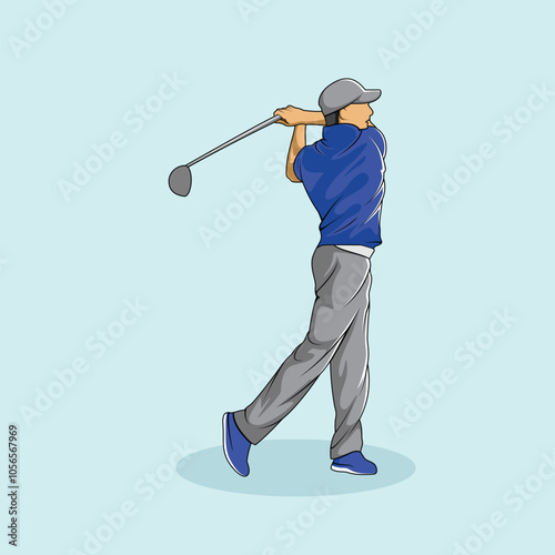 Wallpaper Mural Golf Player Athlete Posed Colorful Vector Torontodigital.ca