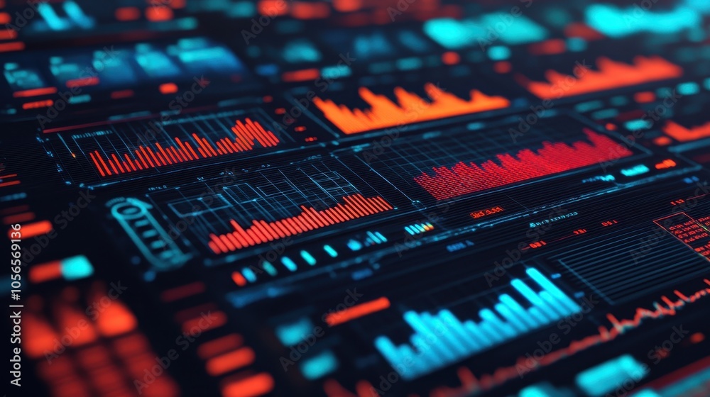 Vibrant digital interface with colorful graphs and data visualizations, showcasing modern technology and analytics. Vibrant digital interface with colorful graphs and data visualizations, showcasing modern technology and analytics.