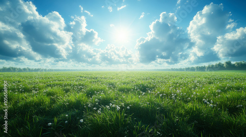 Green grassland, the ground is flat and sunny photo