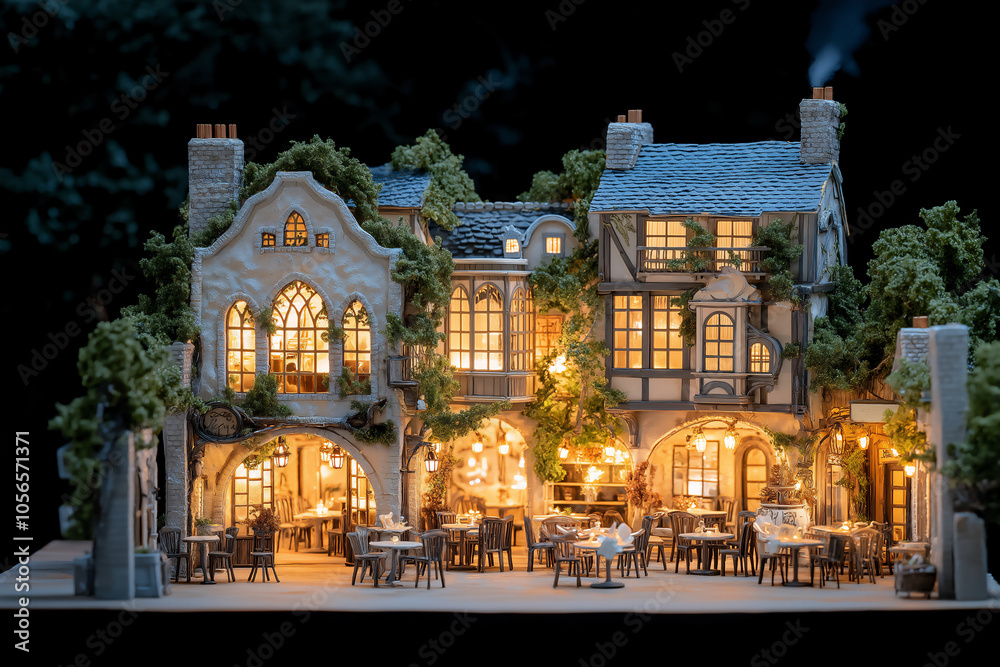 Obraz premium Lit Up Mansion Exterior