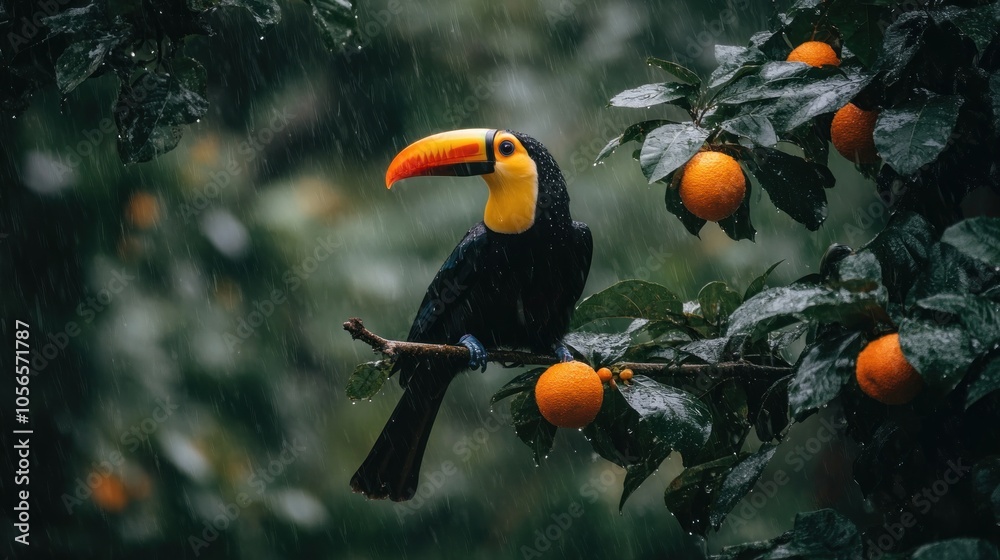 Obraz premium Toucan in the Rain