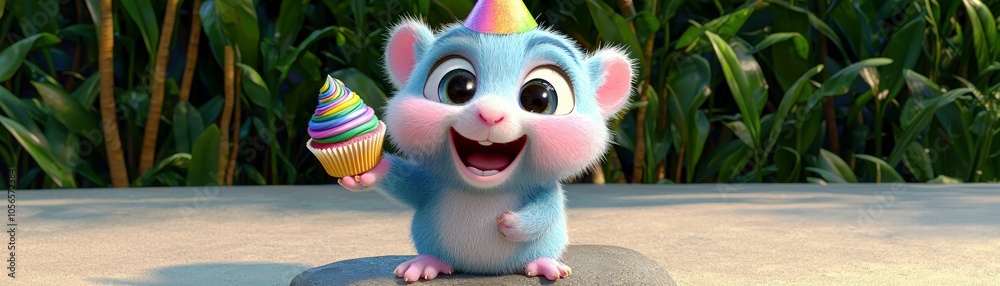 Obraz premium Lively 3D Illustration of a Joyful Squirrel