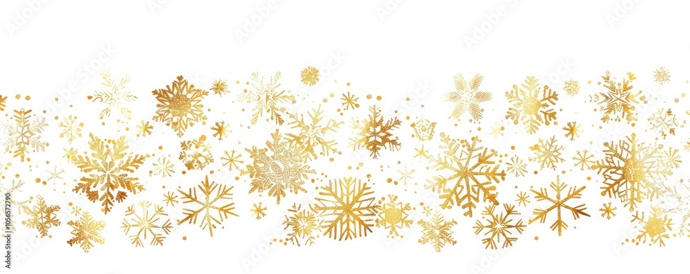 A row of gold snowflakes on a white background, a simple line art vector illustration A row of gold snowflakes on a white background, a simple line art vector illustration