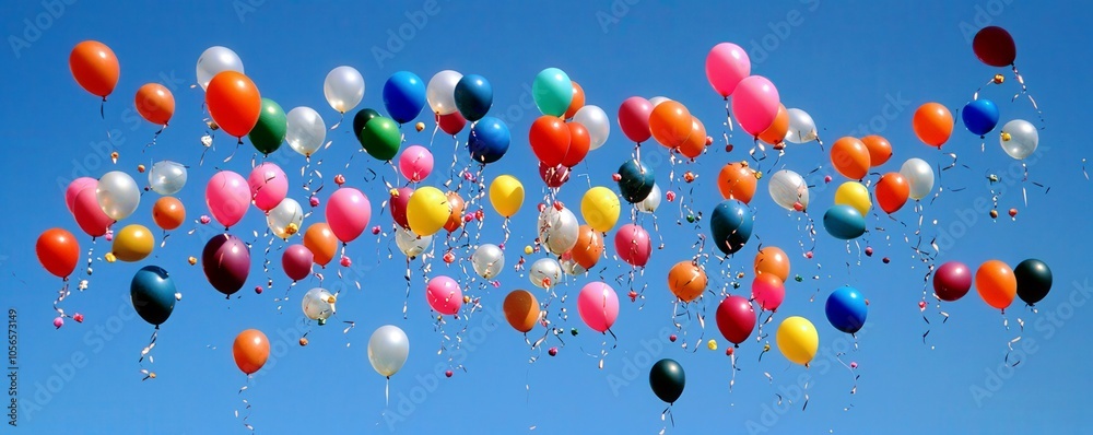 Joyful Explosion of Colorful Balloons in the Sky
