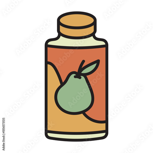 Juice Pack Doodle Illustration - Apple