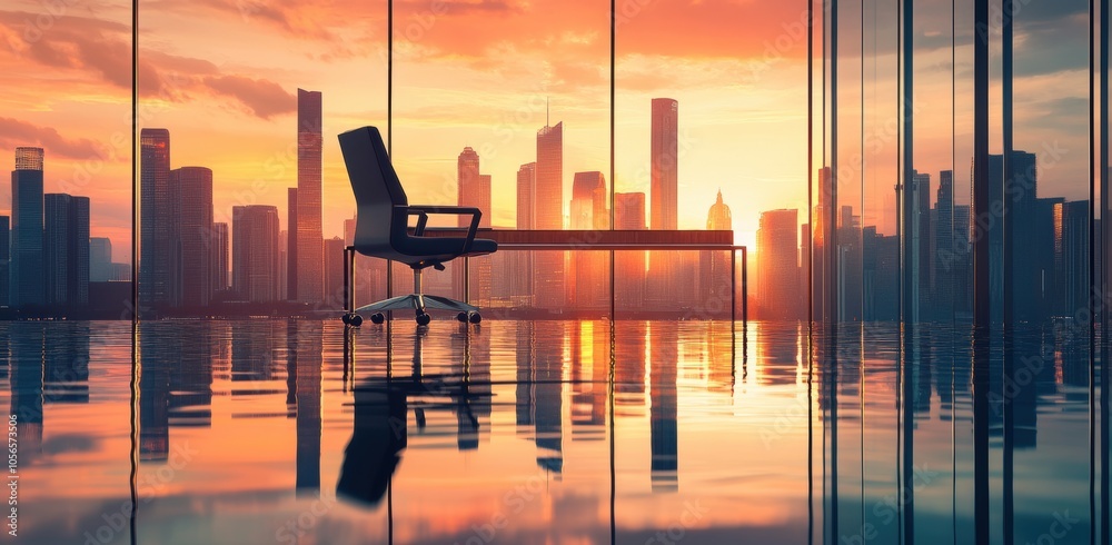 Obraz premium Office Sunset Skyline.