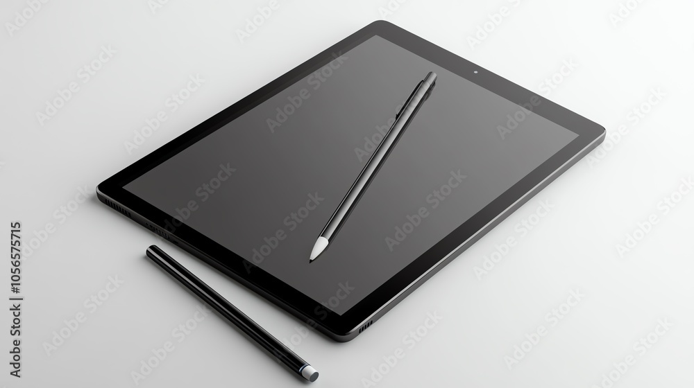 Modern tablet with stylus pen isolated on a clean background for digital art and design. Modern tablet with stylus pen isolated on a clean background for digital art and design.
