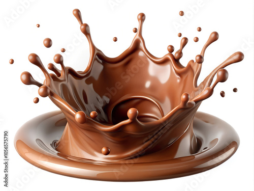A Realistic Chocolate Splash Isolated on White Background
