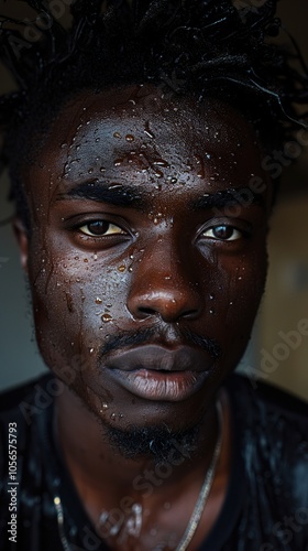 Close Up Portrait of a Sweating Man