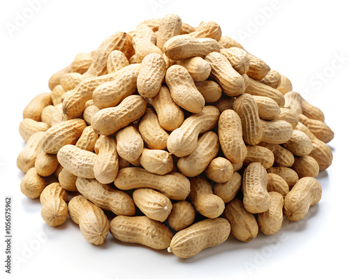 Detailed Pile of Peanuts Isolated on a White Background. A pile of shelled peanuts isolated.