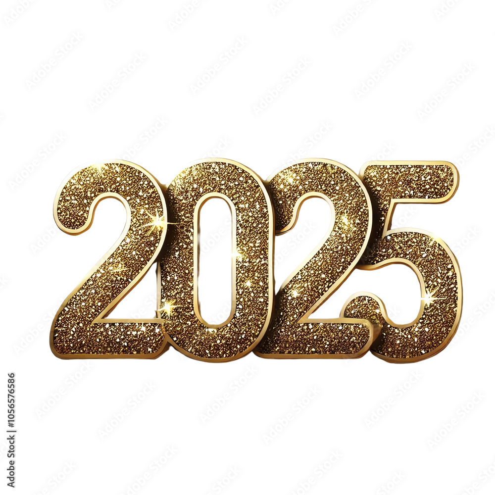Golden sparkly 2025 numeral with glitter texture, perfect for New Year celebrations and future event planning themes. Golden sparkly 2025 numeral with glitter texture, perfect for New Year celebrations and future event planning themes.