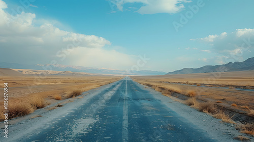 Empty asphalt road, Adventure road in desert